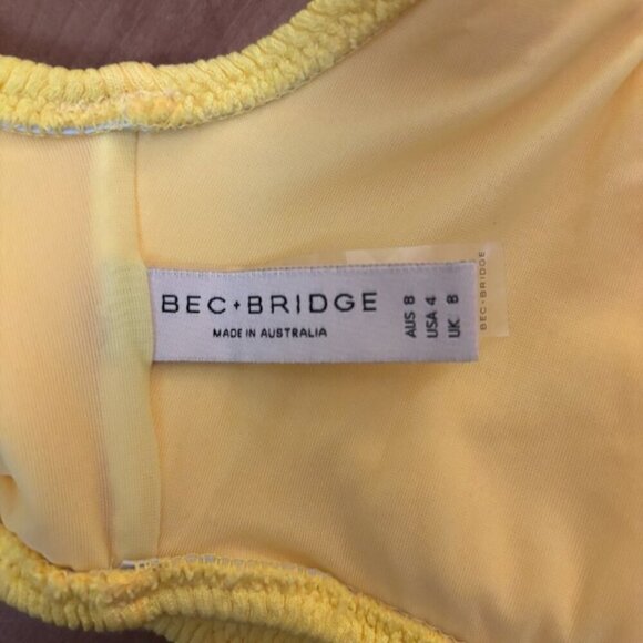 BEC + BRIDGE Bikini Top Size 4 US Yellow Square Neck Beach Vacation Summer Swim - Picture 7 of 10